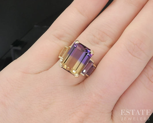 10k Yellow Gold Natural Ametrine Amethyst & Citrine Ladies Ring 5.8g i19400b