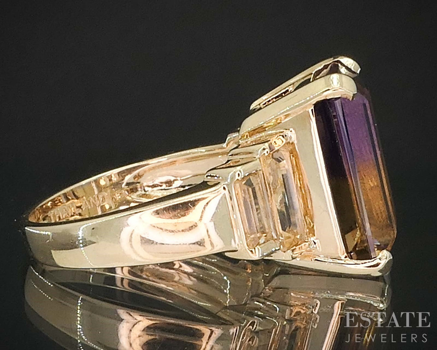 10k Yellow Gold Natural Ametrine Amethyst & Citrine Ladies Ring 5.8g i19400b
