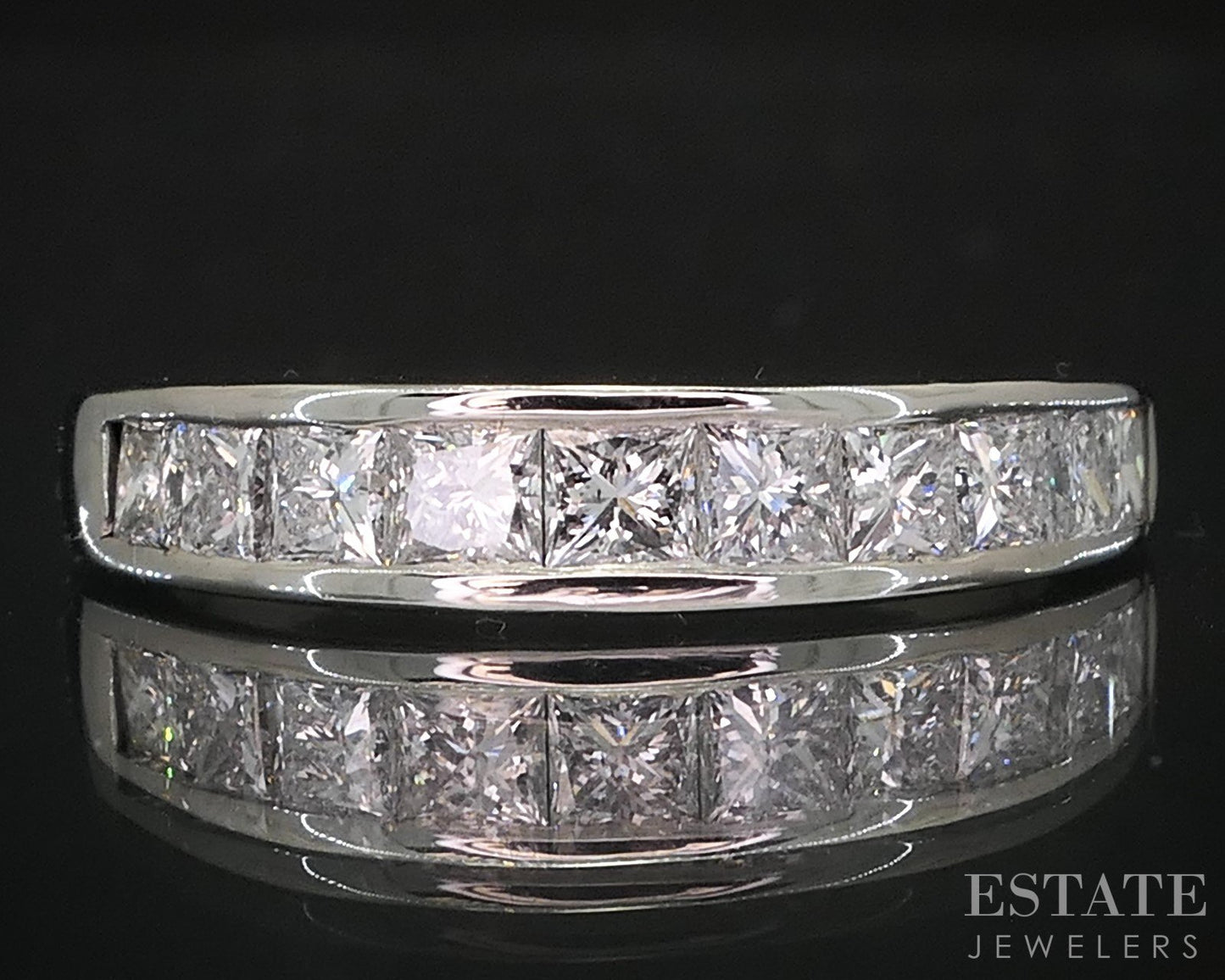 14k White Gold Princess Natural .75ctw Diamond Ladies Wedding Band 3.2g i19414