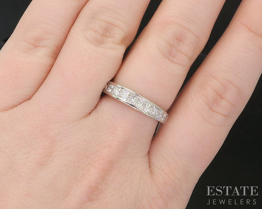 14k White Gold Princess Natural .75ctw Diamond Ladies Wedding Band 3.2g i19414