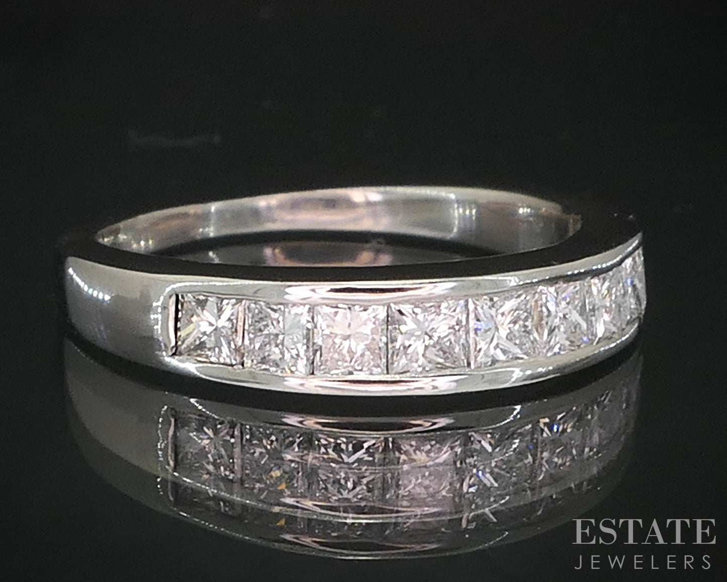 14k White Gold Princess Natural .75ctw Diamond Ladies Wedding Band 3.2g i19414