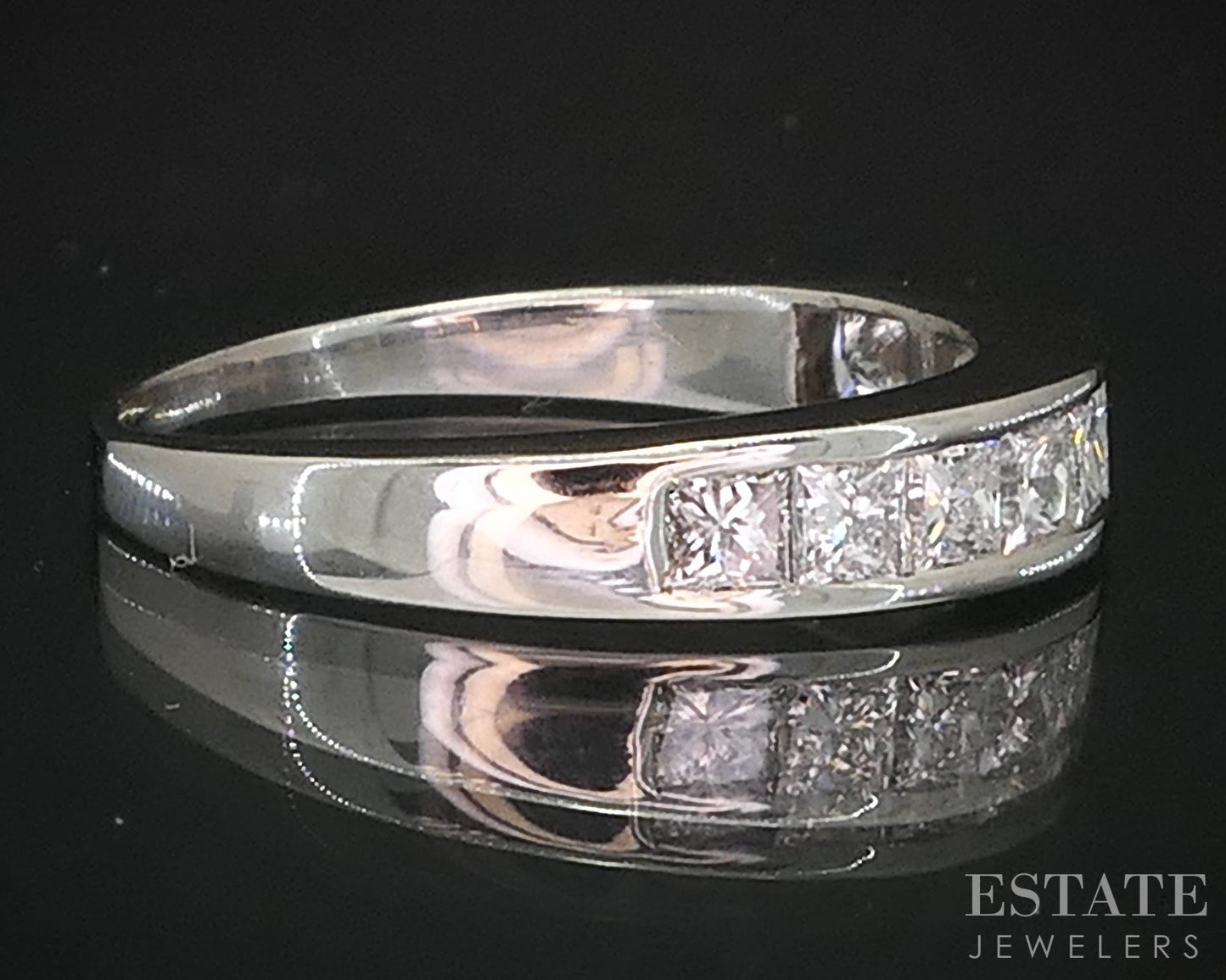 14k White Gold Princess Natural .75ctw Diamond Ladies Wedding Band 3.2g i19414
