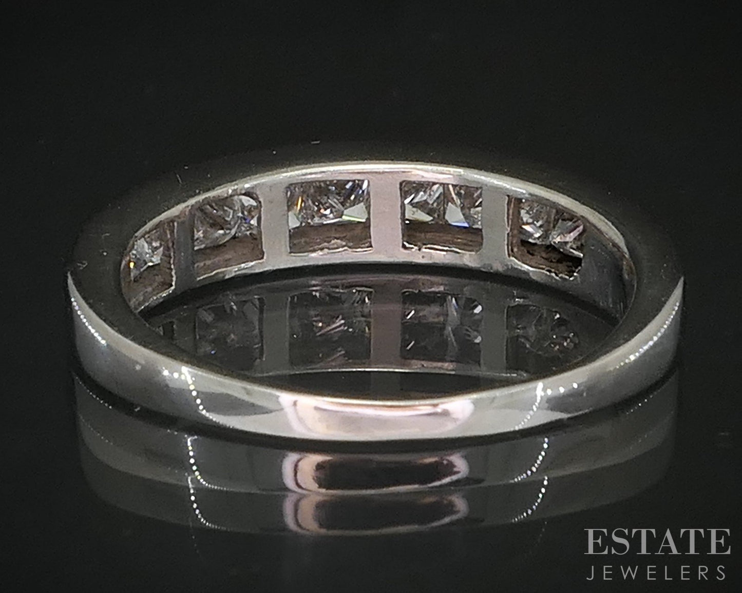 14k White Gold Princess Natural .75ctw Diamond Ladies Wedding Band 3.2g i19414