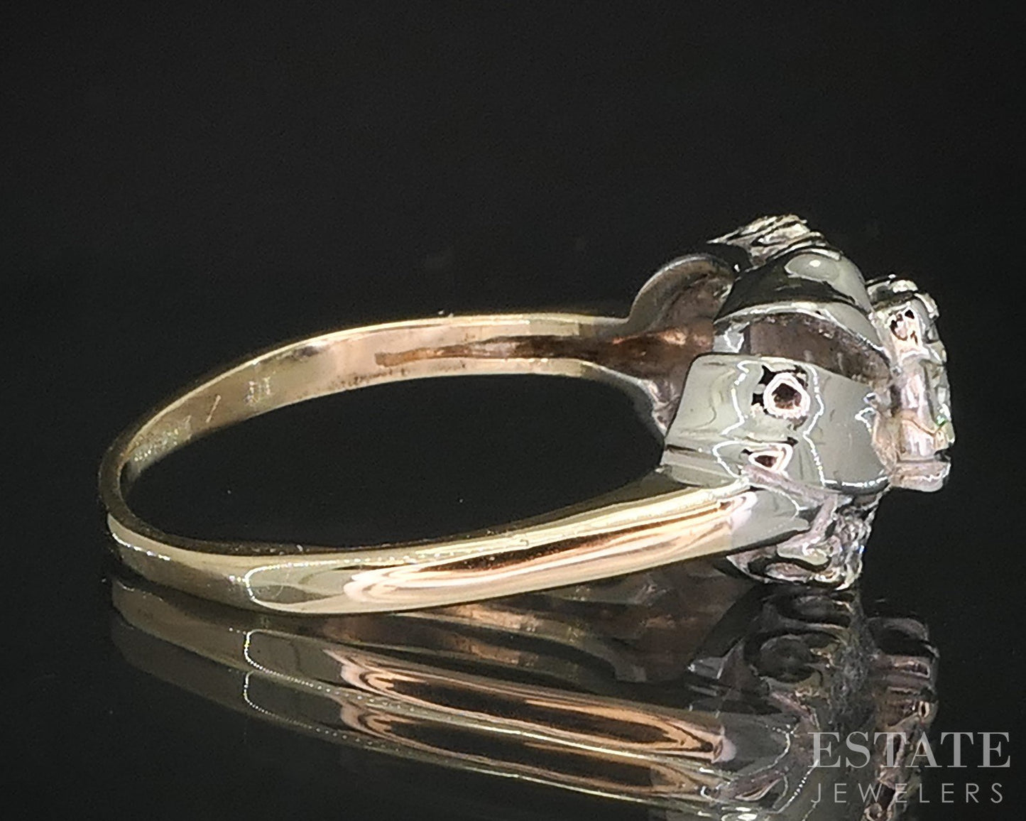 Antique 14k Two Tone Gold Natural .52ctw Diamond Engagement Ring 2.7g i19409