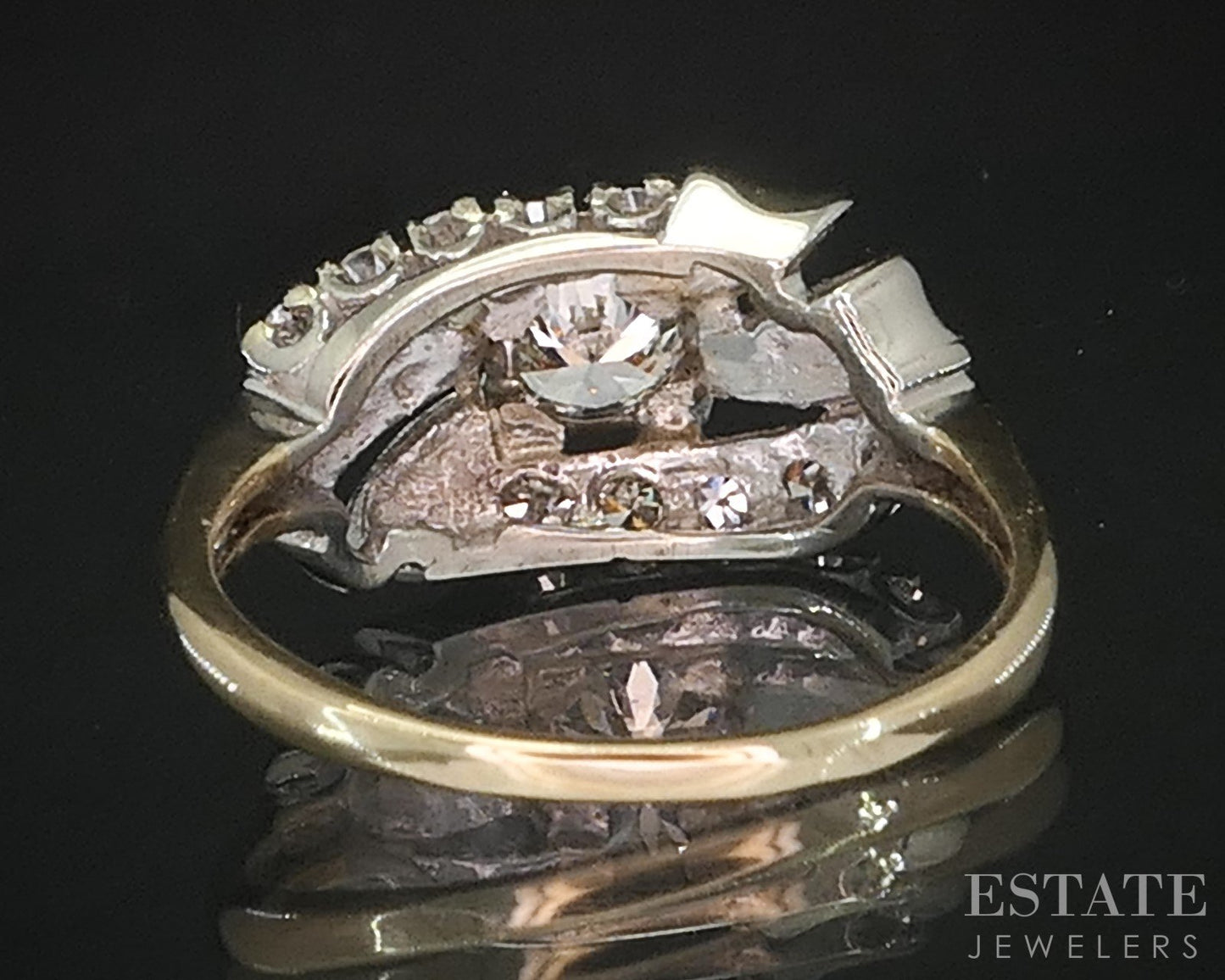 Antique 14k Two Tone Gold Natural .52ctw Diamond Engagement Ring 2.7g i19409