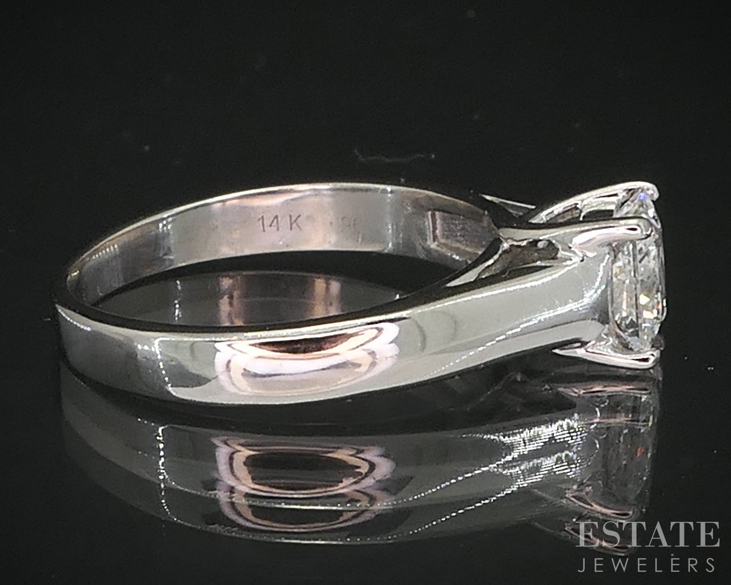 14k White Gold Tolkowsky Princess Natural .96ct Diamond Solitaire Ring 4g i19410
