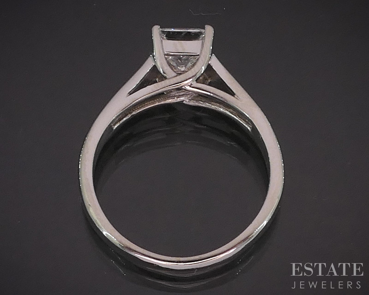 14k White Gold Tolkowsky Princess Natural .96ct Diamond Solitaire Ring 4g i19410