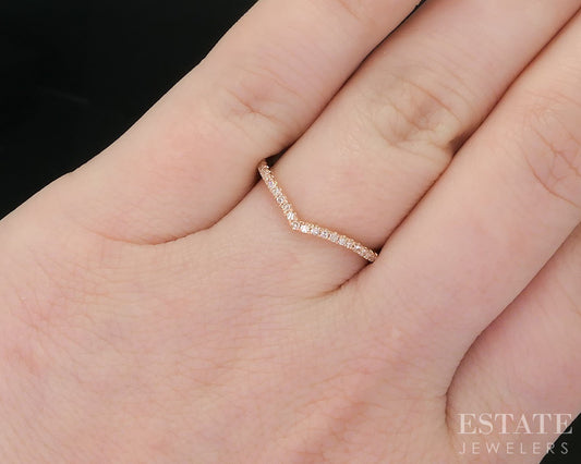 14k Rose Gold Natural .10ctw Diamond Ladies V-Wedding Band 1.1g i19407