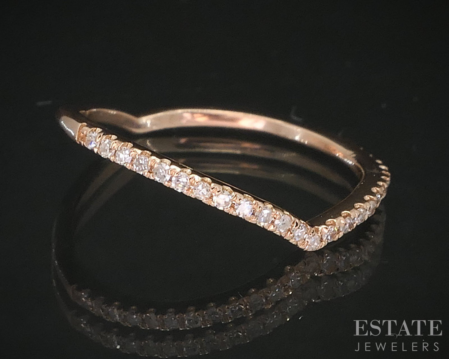 14k Rose Gold Natural .10ctw Diamond Ladies V-Wedding Band 1.1g i19407