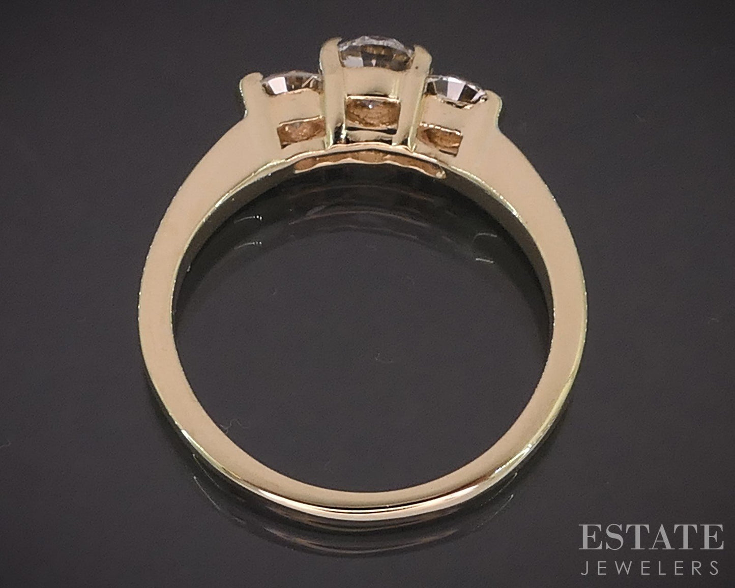 14k Yellow Gold Natural .82ctw Diamond Three Stone Engagement Ring 3.3g i19412