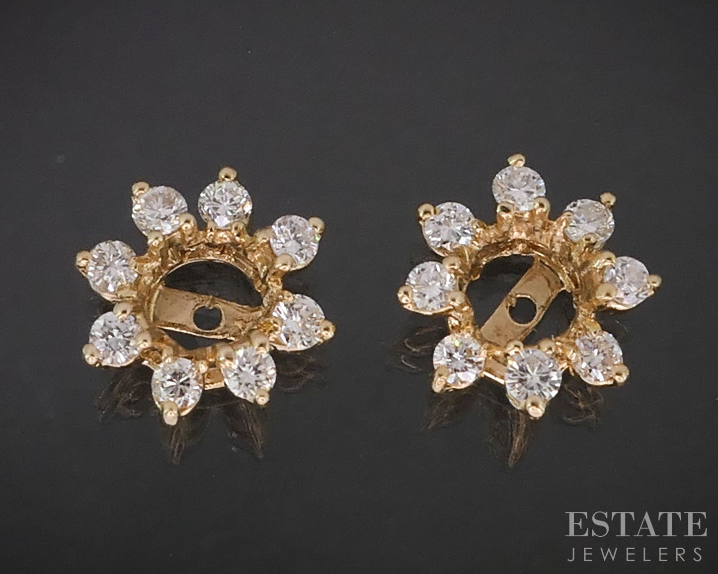 14k Yellow Gold Round Natural .48ctw Diamond Stud Earring Enhancers i19405