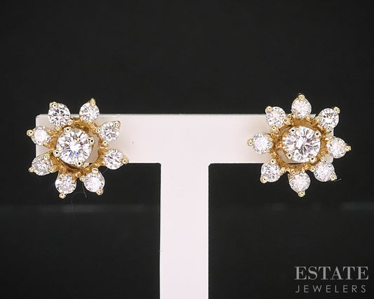 14k Yellow Gold Round Natural .48ctw Diamond Stud Earring Enhancers i19405
