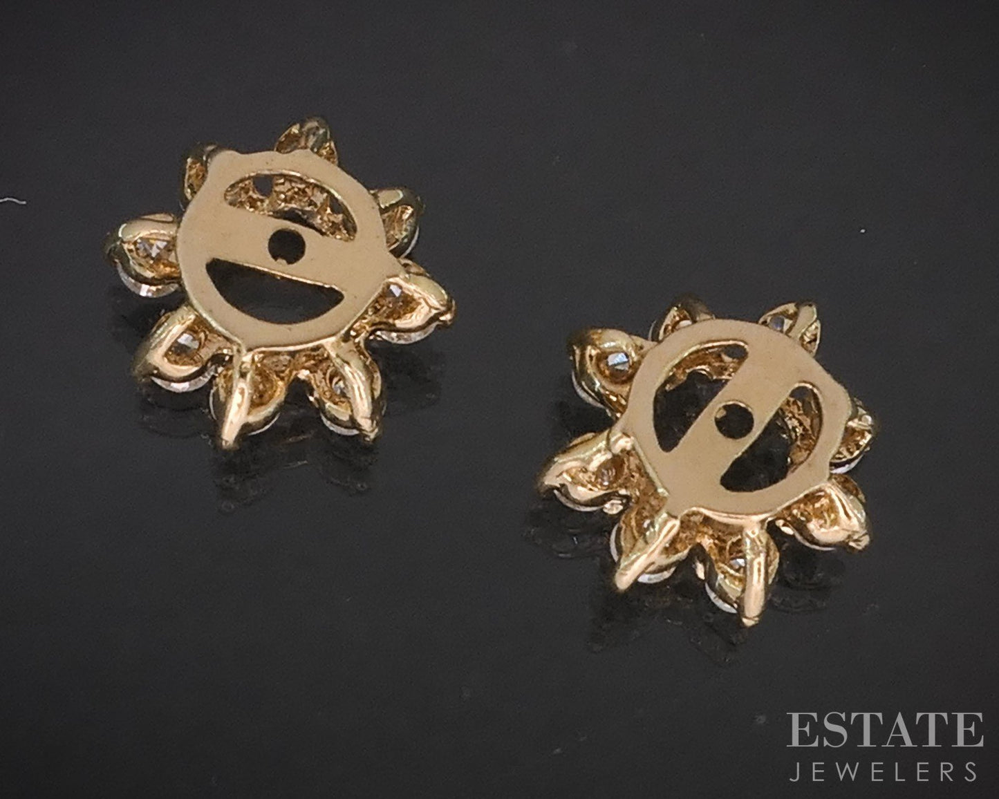 14k Yellow Gold Round Natural .48ctw Diamond Stud Earring Enhancers i19405