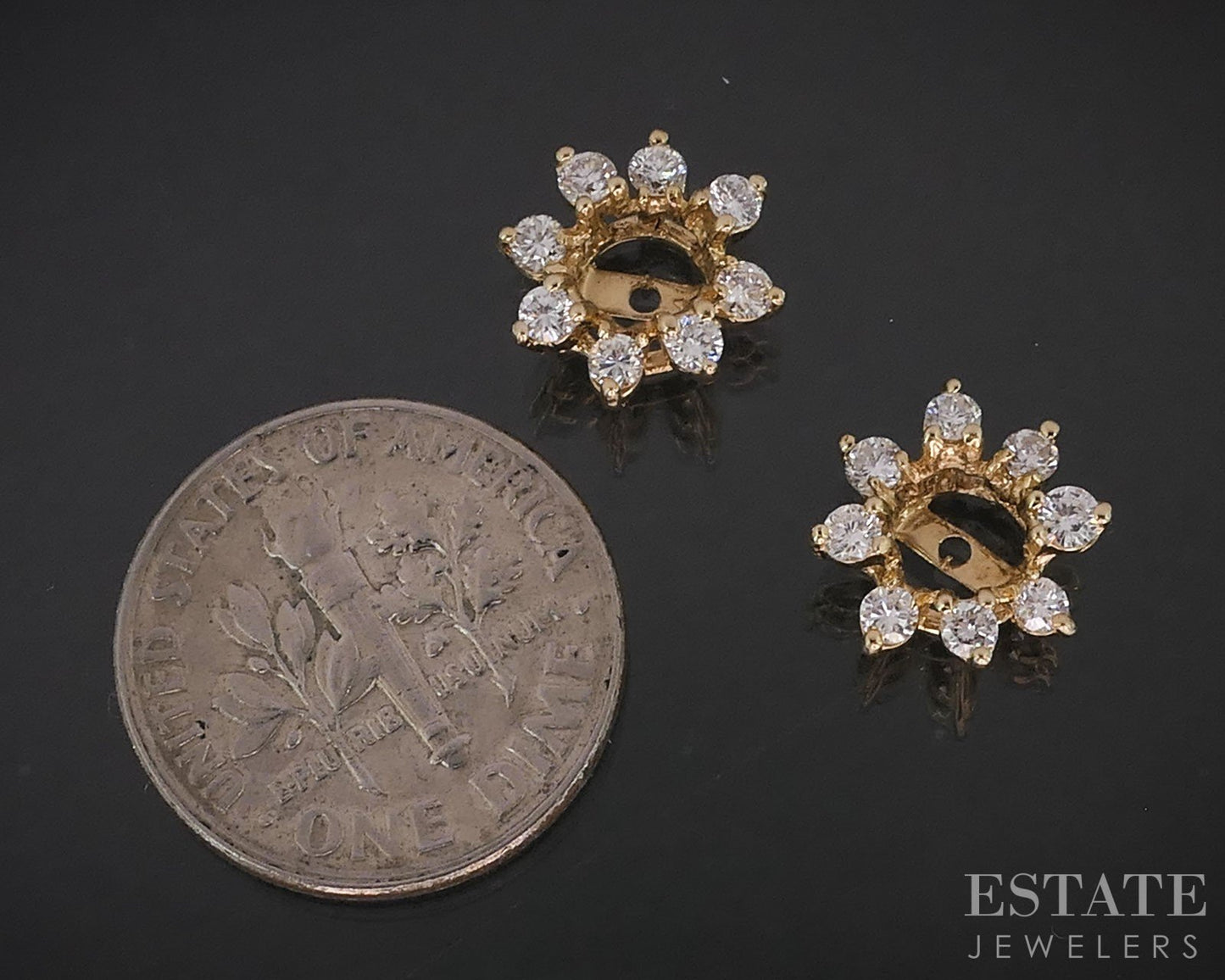 14k Yellow Gold Round Natural .48ctw Diamond Stud Earring Enhancers i19405
