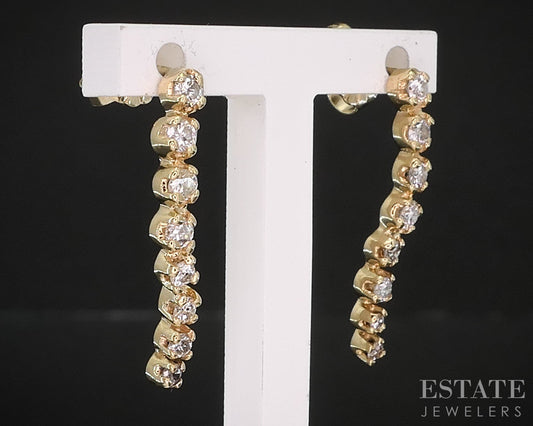 14k Yellow Gold Natural .33ctw Diamond Waterfall Drop Earrings 2g i19464b