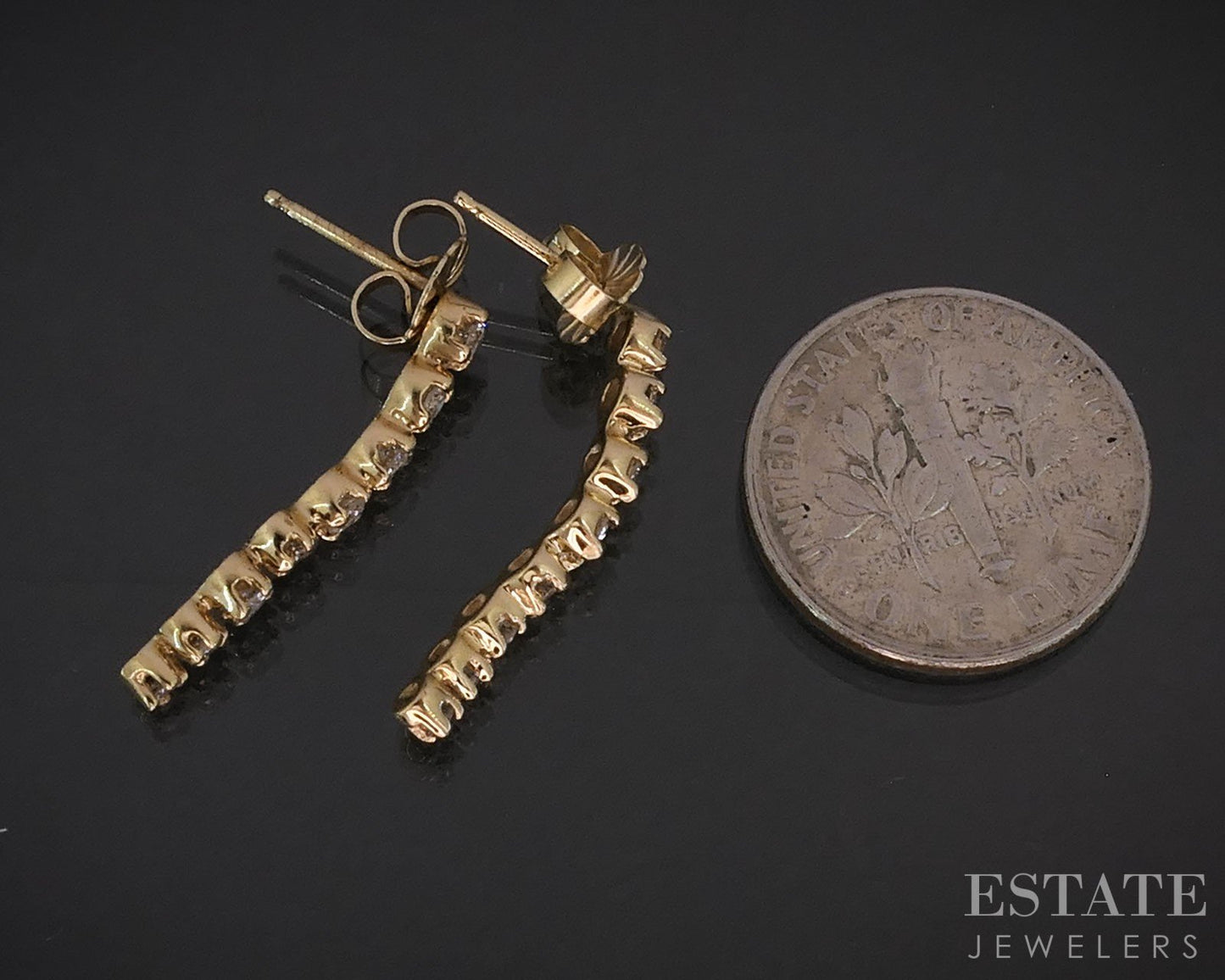 14k Yellow Gold Natural .33ctw Diamond Waterfall Drop Earrings 2g i19464b