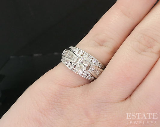 14k White Gold Marquise Natural 1.02ctw Diamond Engagement Ring 7.8g i19476b