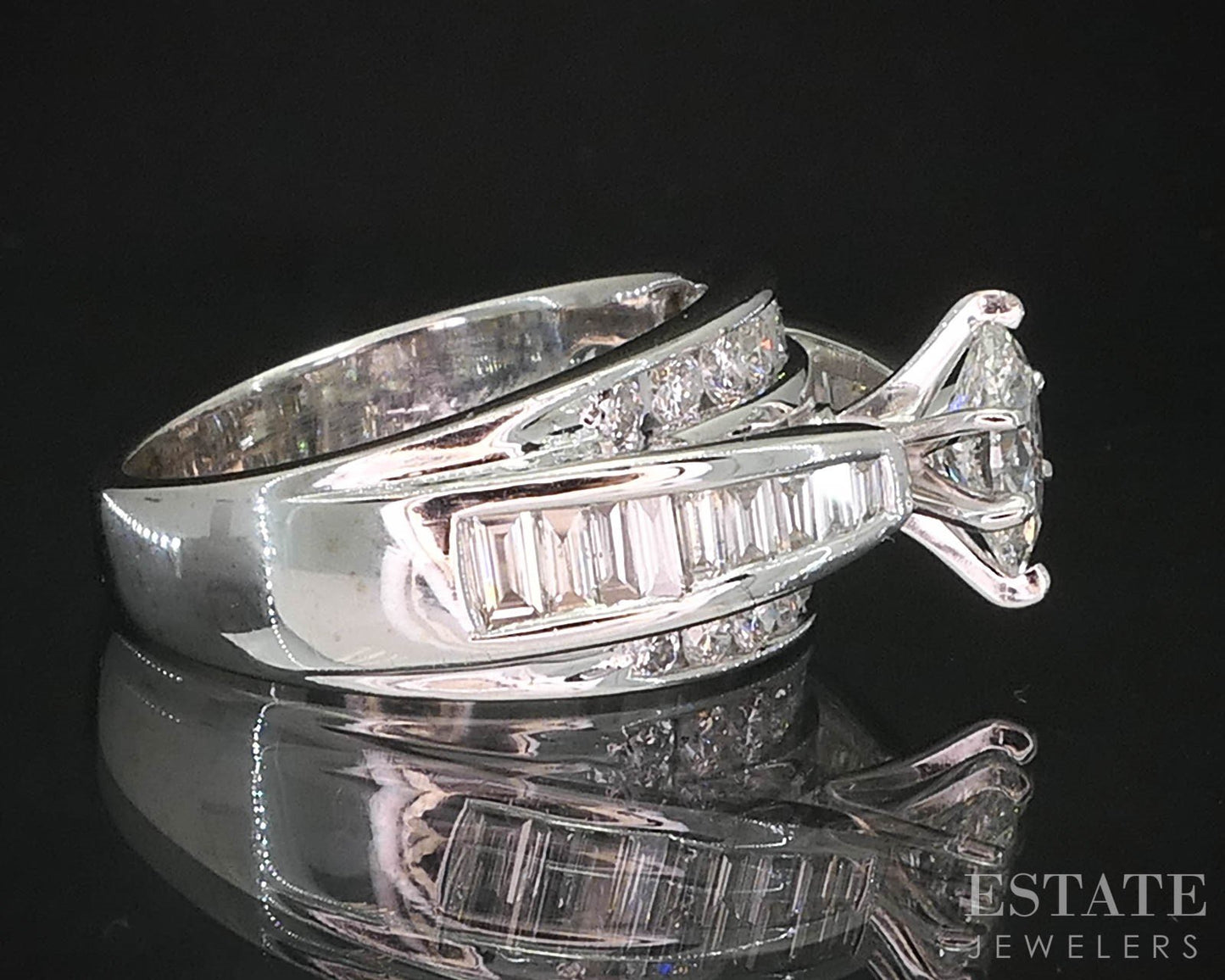 14k White Gold Marquise Natural 1.02ctw Diamond Engagement Ring 7.8g i19476b