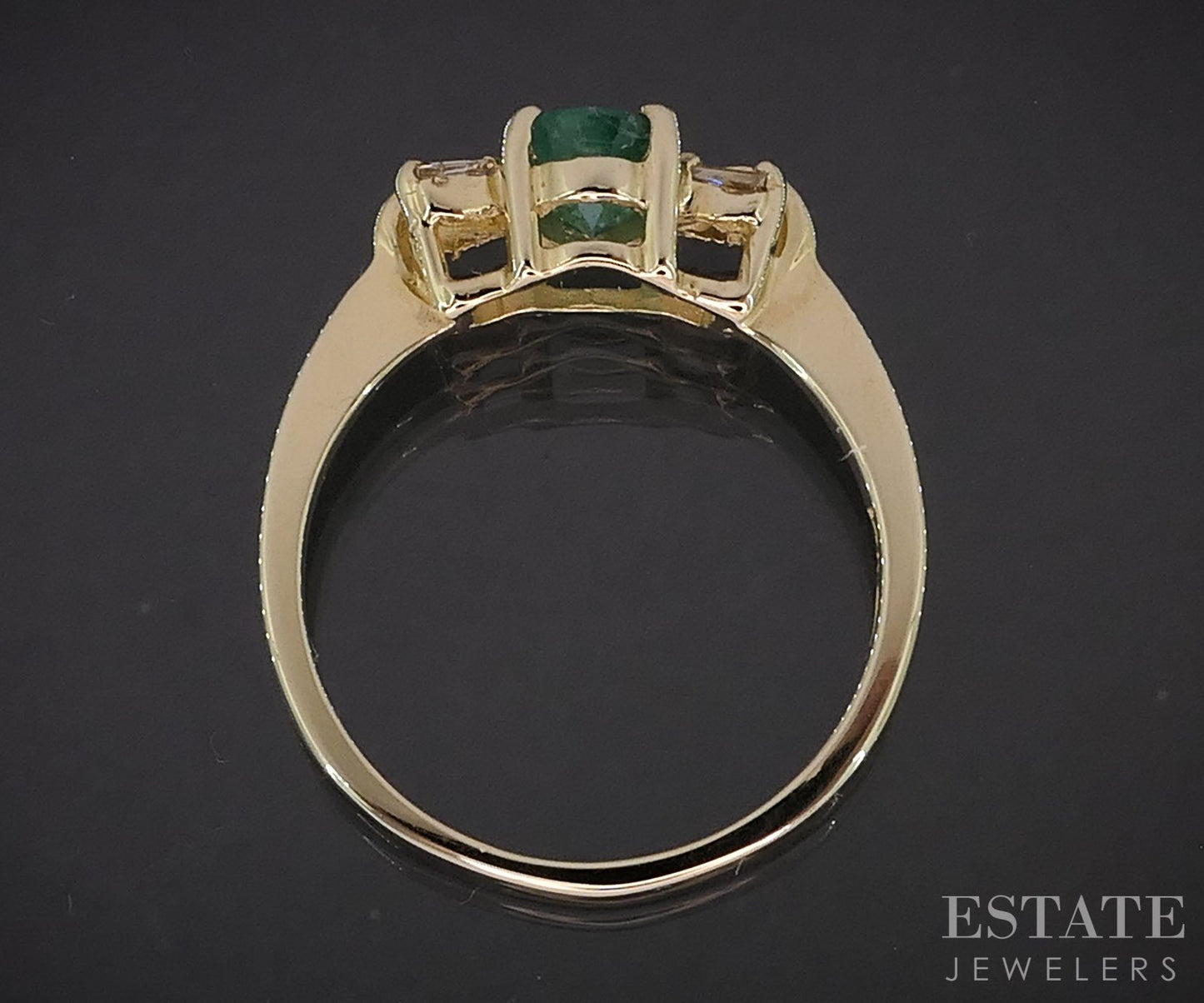 14k Yellow Gold Oval Natural Emerald & Diamond Ladies Ring 2.6g i19447b
