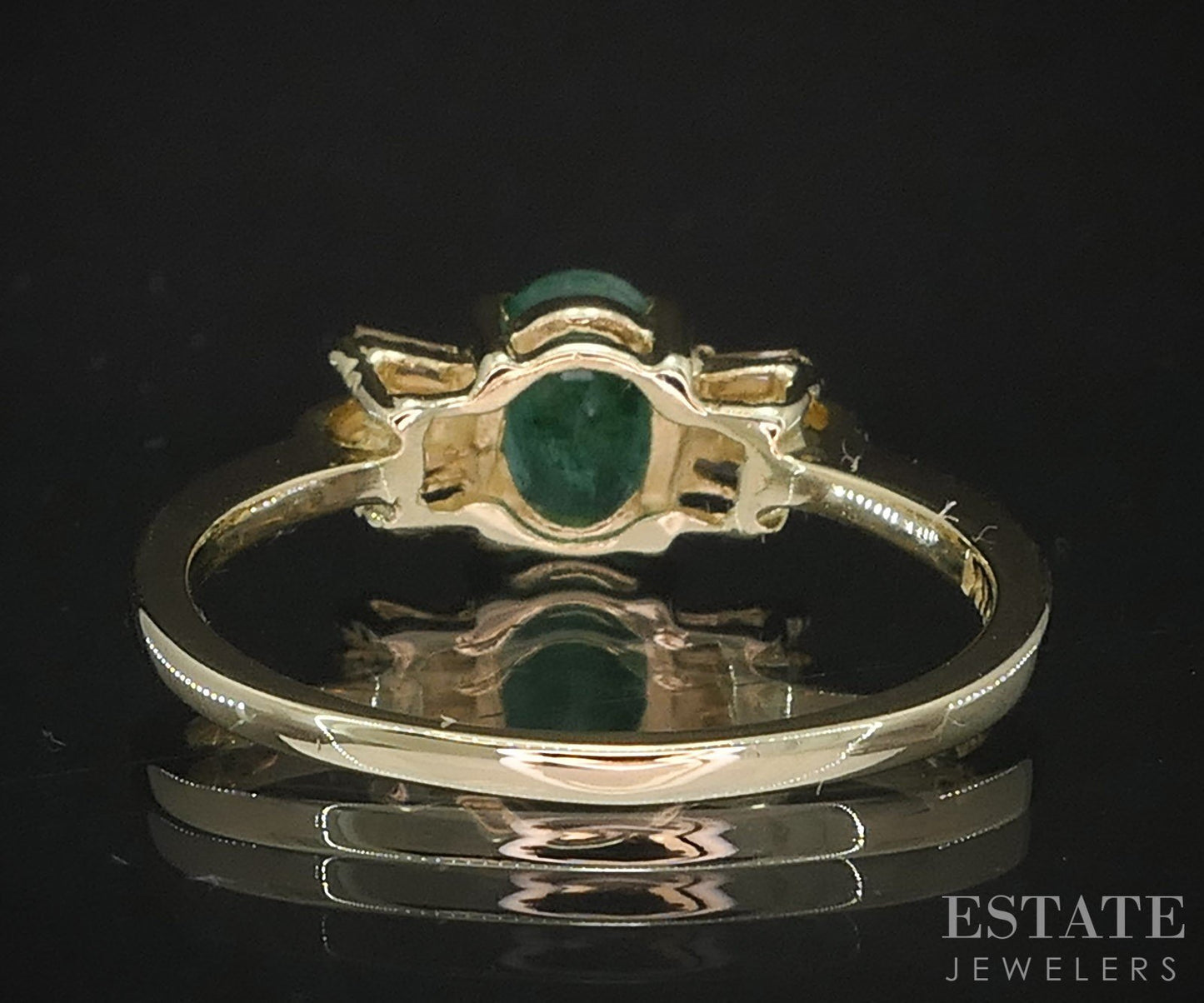 14k Yellow Gold Oval Natural Emerald & Diamond Ladies Ring 2.6g i19447b