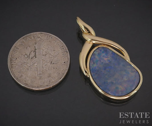14k Yellow Gold Natural Boulder Opal Ladies Pendant 3.0g i19433b