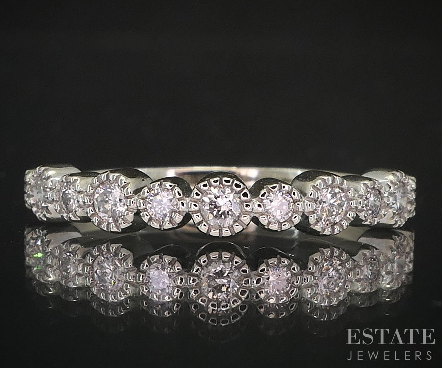 10k White Gold Natural .20ctw Diamond Ladies Wedding Band 1.6g i19434b