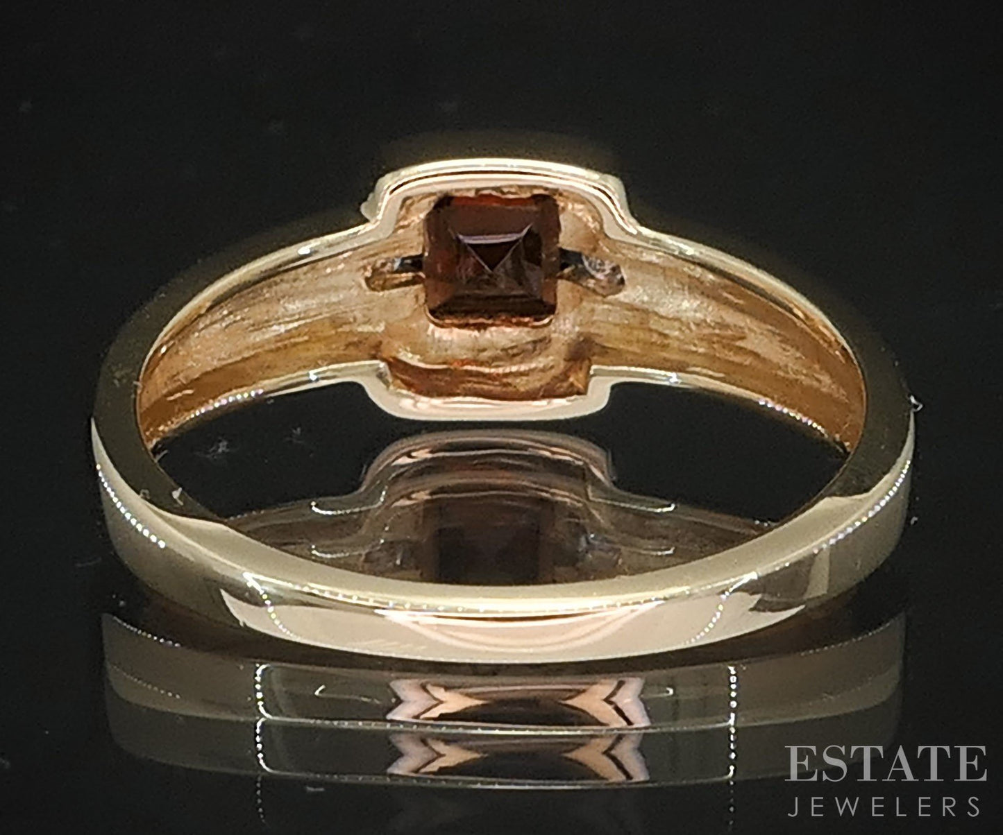 10k Yellow Gold Princess Cut Natural Garnet & Diamond Ladies Ring 2.8g i19439b