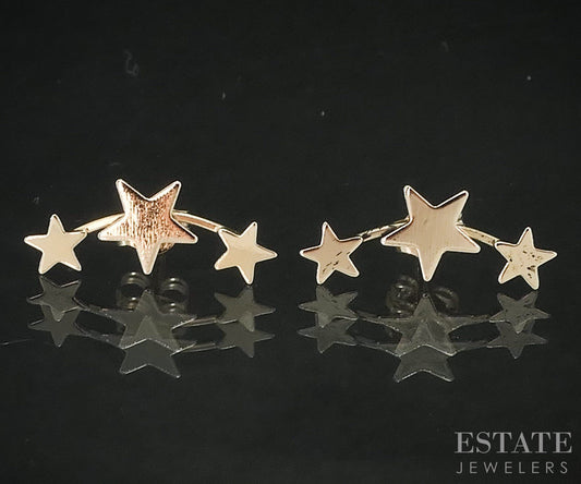 14k Yellow Gold Celestial Shooting Star Ladies Stud Earrings 0.5g i19448b