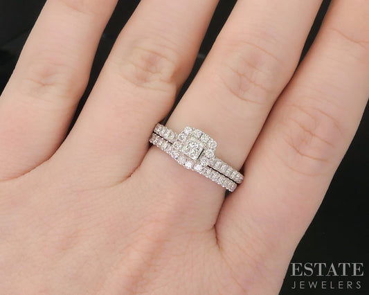 14k White Gold Princess Natural .77ctw Diamond Neil Lane Wedding Set 5.8g i19425
