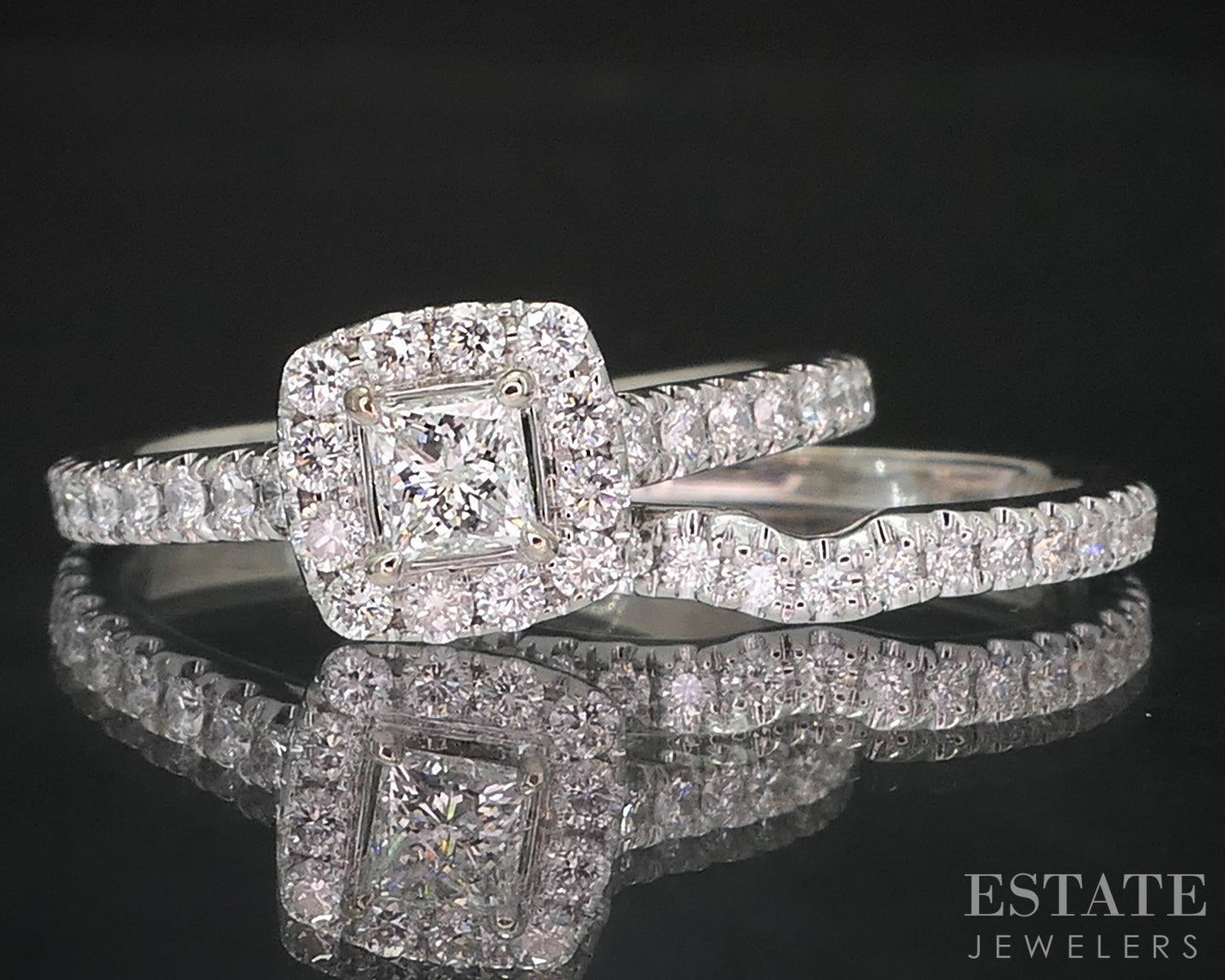14k White Gold Princess Natural .77ctw Diamond Neil Lane Wedding Set 5.8g i19425