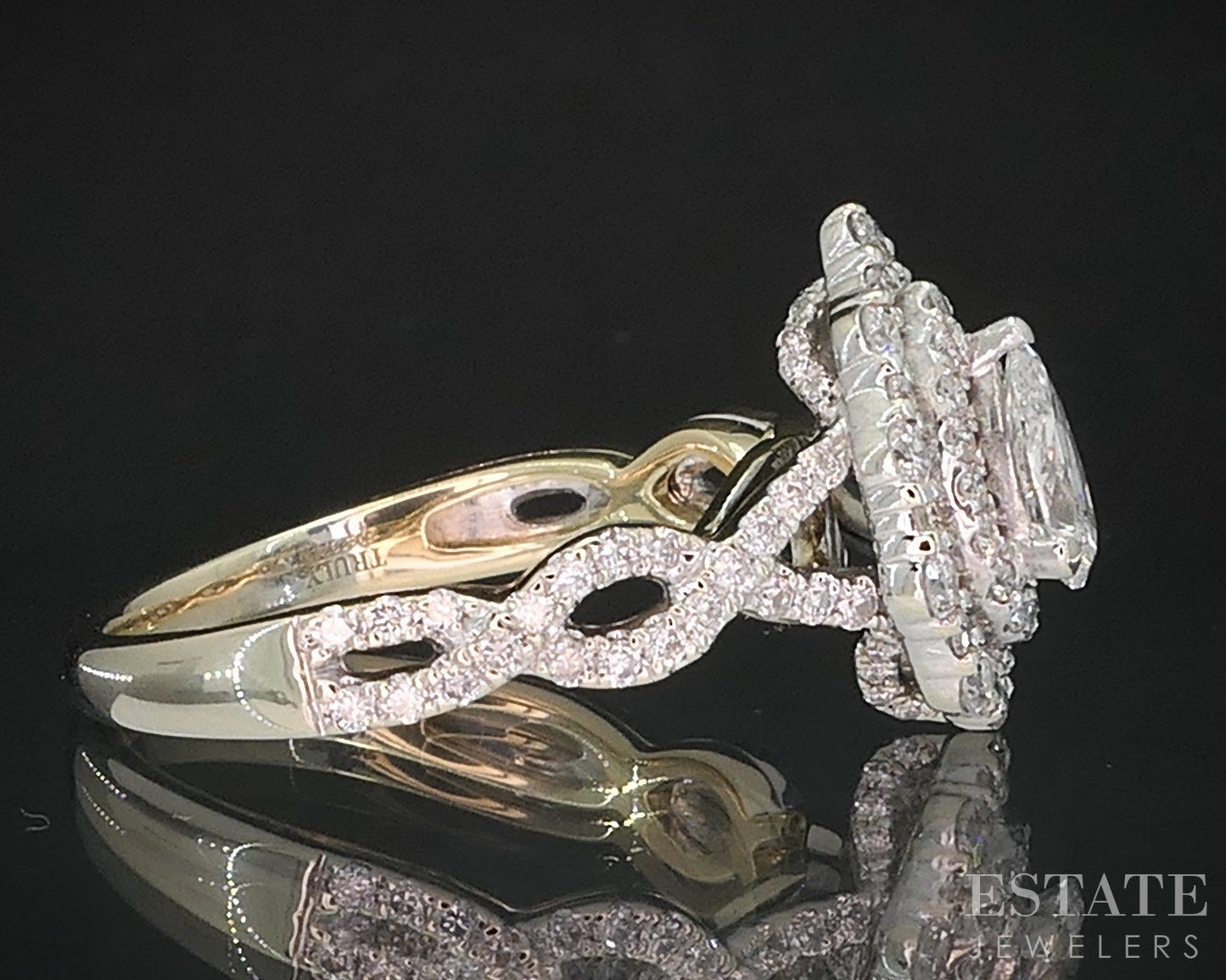 14k White Gold Pear Natural 1.40ctw Diamond Halo Engagement Ring 4.4g i19418