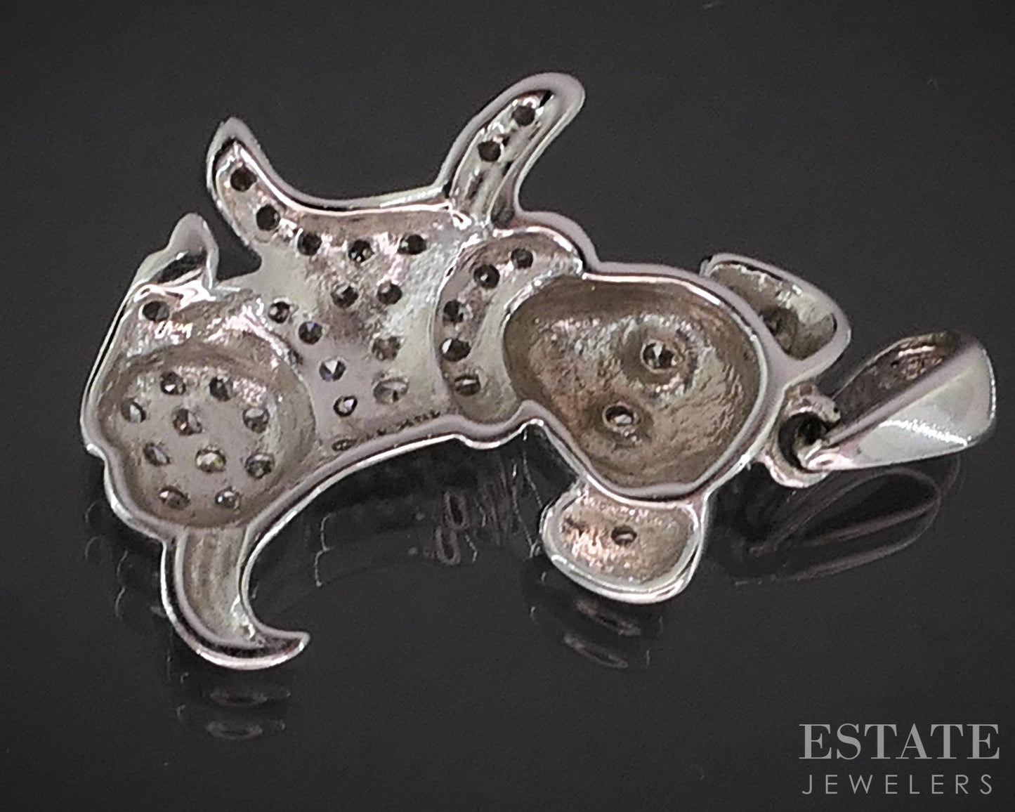 10k White Gold Natural .08ctw Diamond Puppy Dog Charm Pendant 1.7g i19427