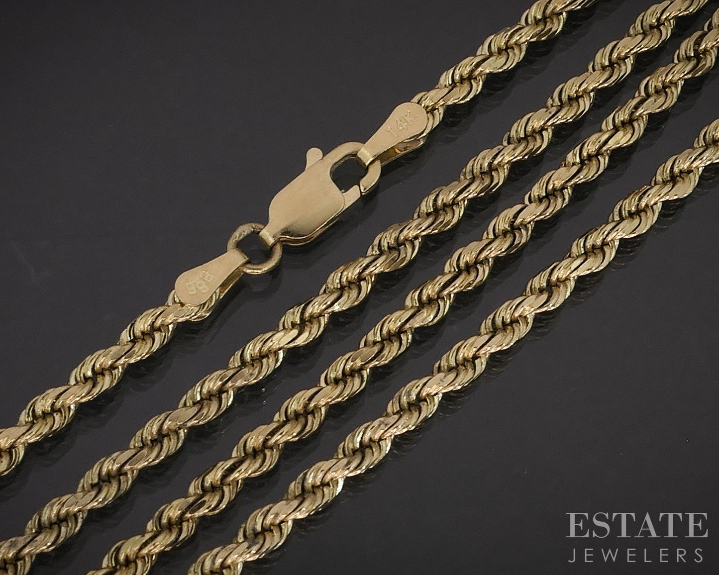 14k Yellow Gold 2.4mm Rope Chain Link Mens Necklace 14.8g 22"L i19428
