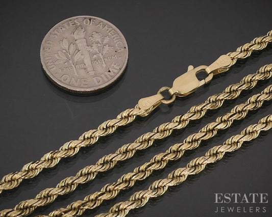 14k Yellow Gold 2.4mm Rope Chain Link Mens Necklace 14.8g 22"L i19428