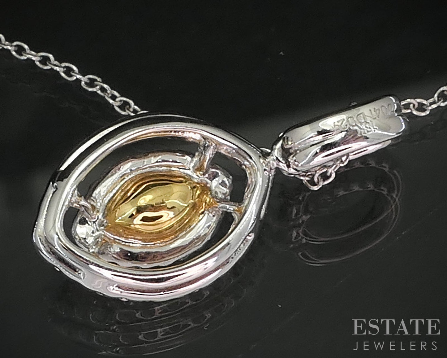 18k White Gold Marquise Natural .70ctw Yellow Diamond Necklace 3.7g 18"L i19416