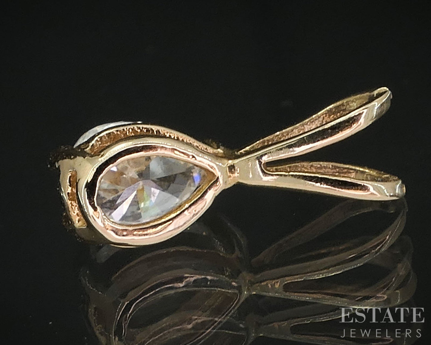 14k Yellow Gold Pear Natural .30ct Diamond Solitaire Ladies Pendant i19508