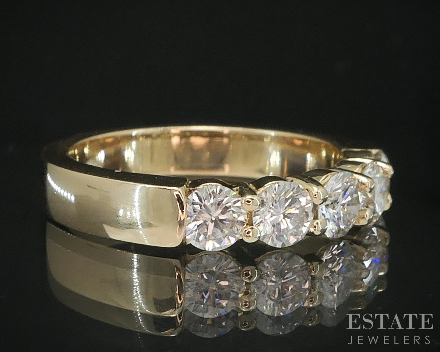 14k Yellow Gold Natural .90ctw Diamond 5-Stone Ladies Wedding Band 4.7g i19532