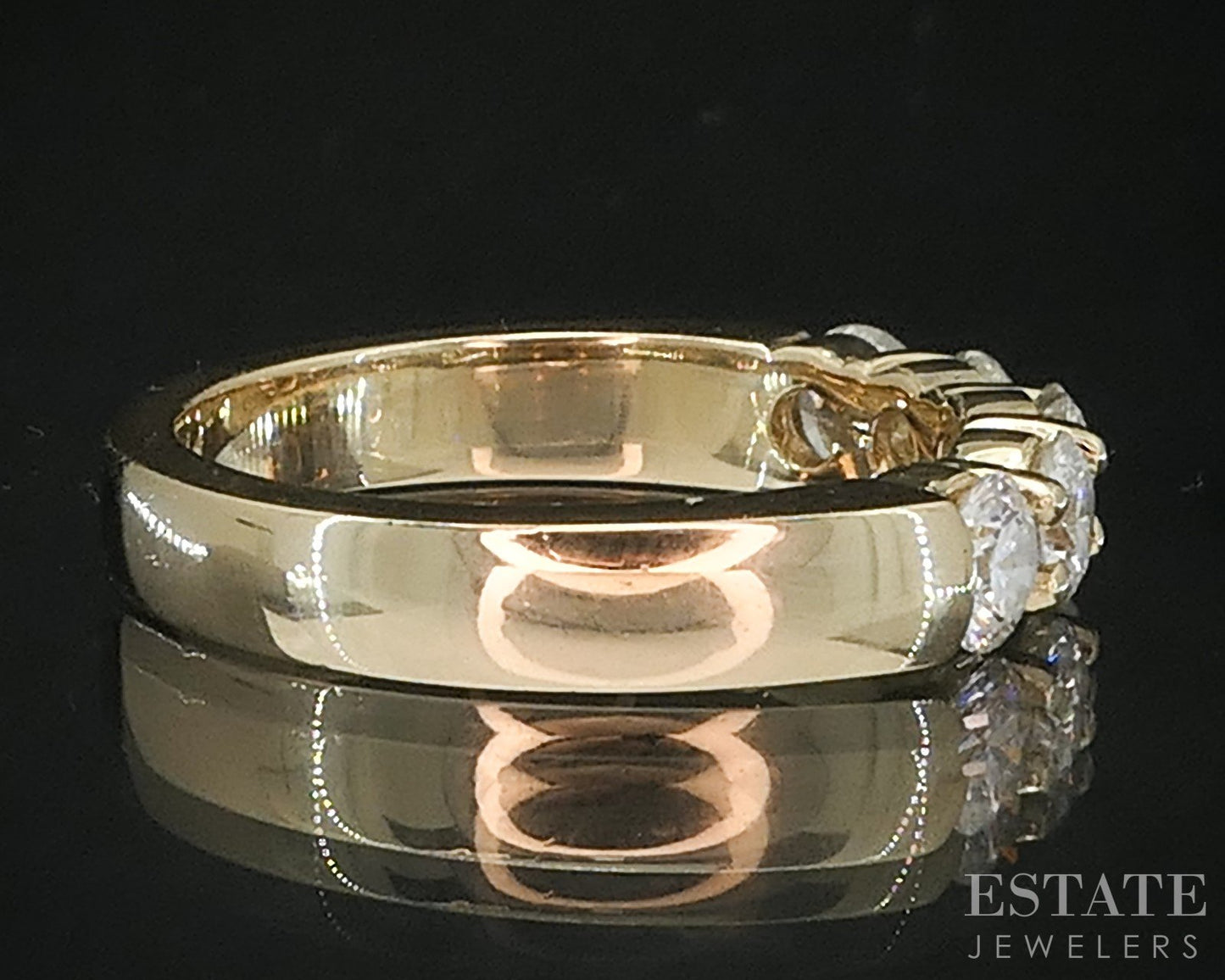 14k Yellow Gold Natural .90ctw Diamond 5-Stone Ladies Wedding Band 4.7g i19532