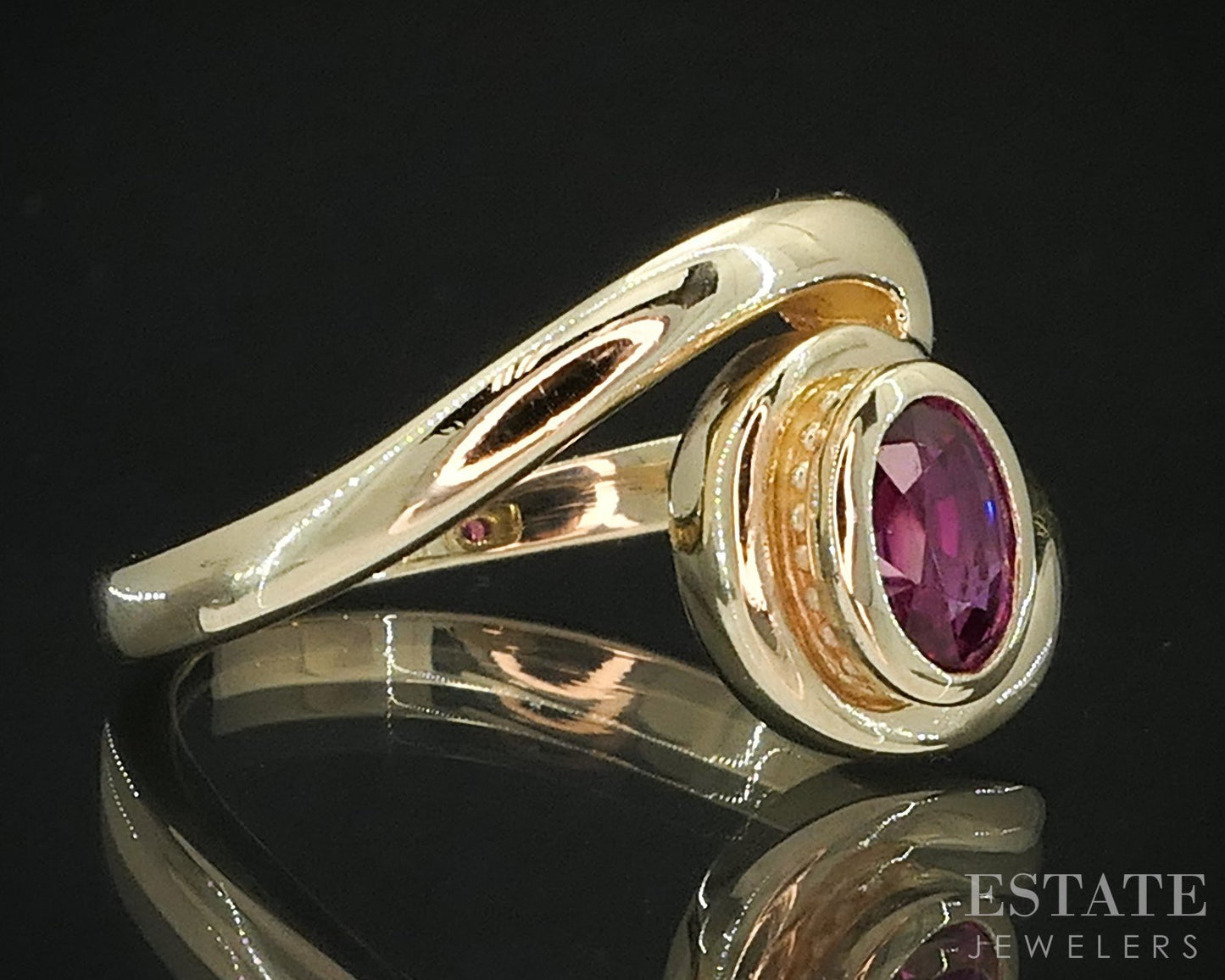 14k Yellow Gold Oval Natural Ruby Bypass Solitaire Ladies Ring 5.2g i19528