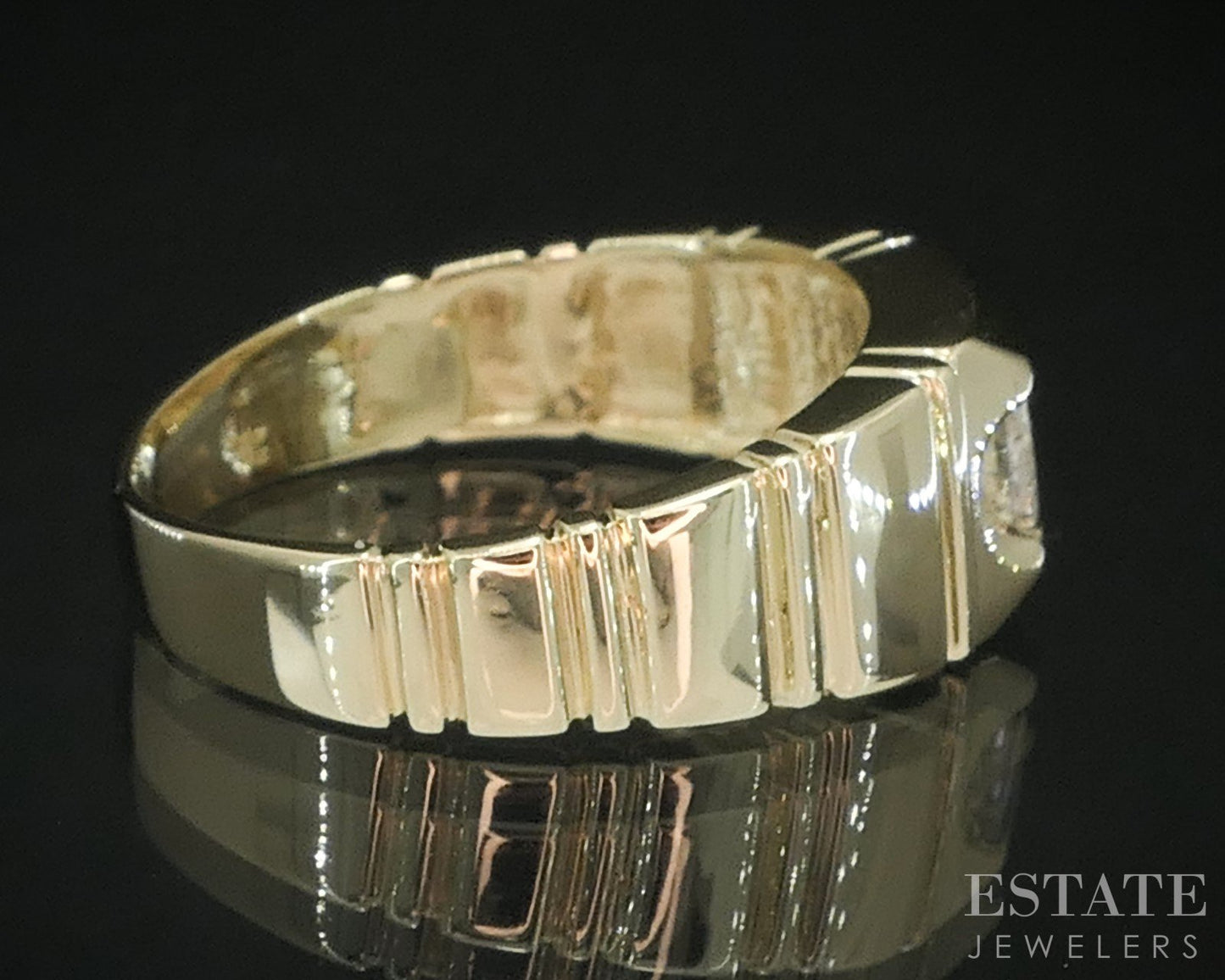 Vintage 14k Yellow Gold Princess Natural .30ct Diamond Mens Ring 4.8g i19525