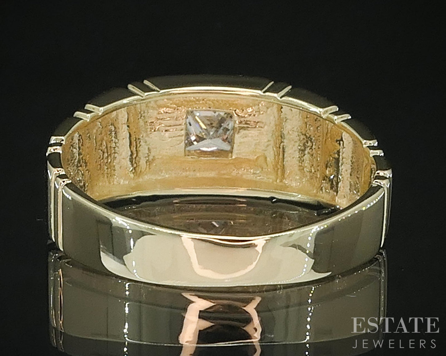 Vintage 14k Yellow Gold Princess Natural .30ct Diamond Mens Ring 4.8g i19525