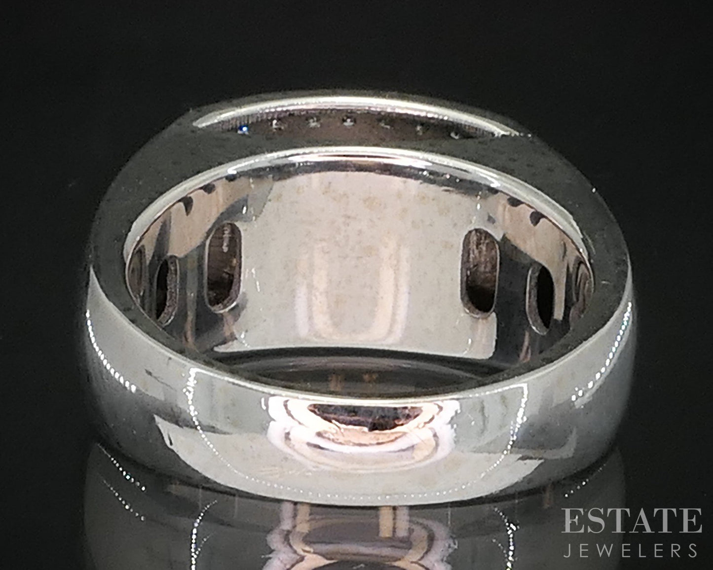 14k White Gold Natural Blue Sapphire & Diamond Mens Band Ring 9g i19522