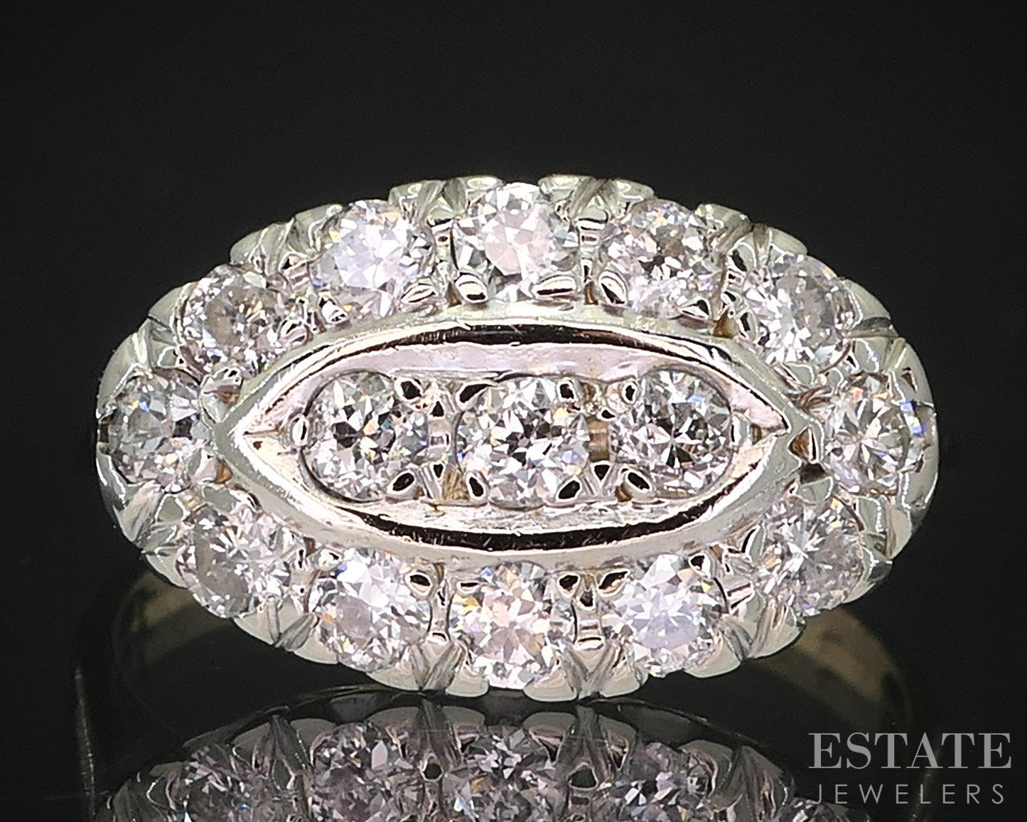Antique 14k Yellow & White Gold Natural .60ctw Diamond Ladies Ring 2.6g i19519