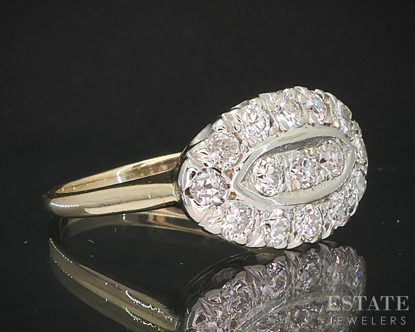 Antique 14k Yellow & White Gold Natural .60ctw Diamond Ladies Ring 2.6g i19519
