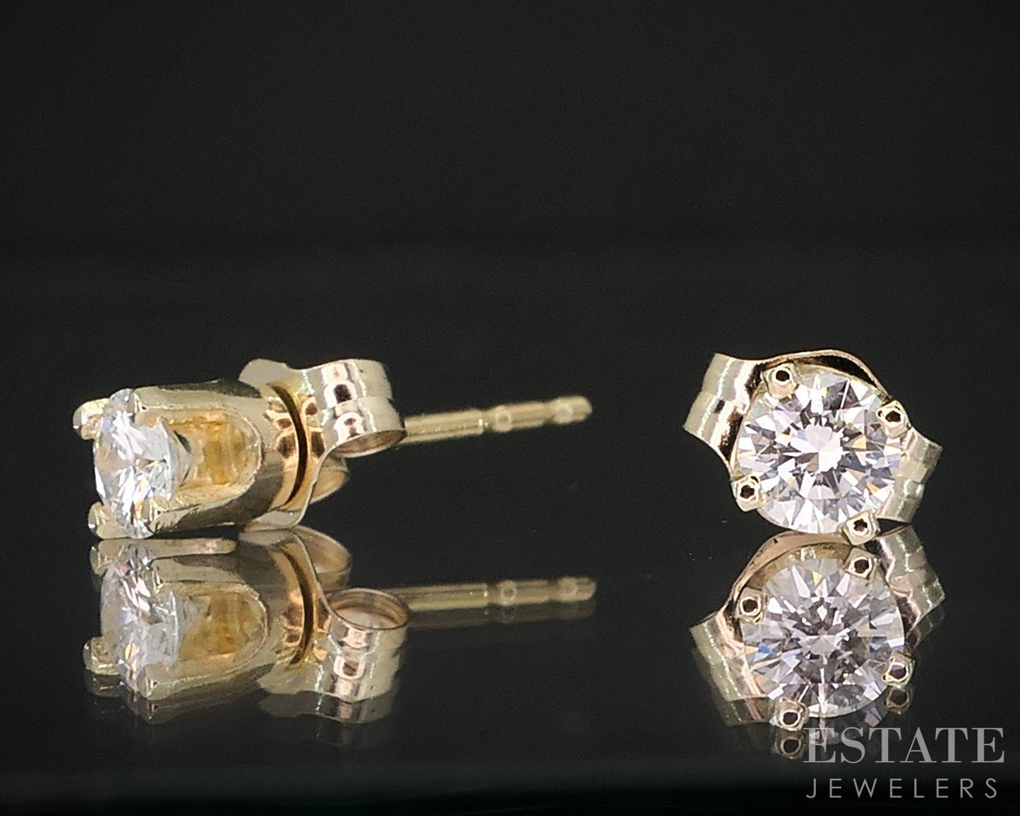 14k Yellow Gold Round Natural .26ctw Diamond Stud Earrings i19505