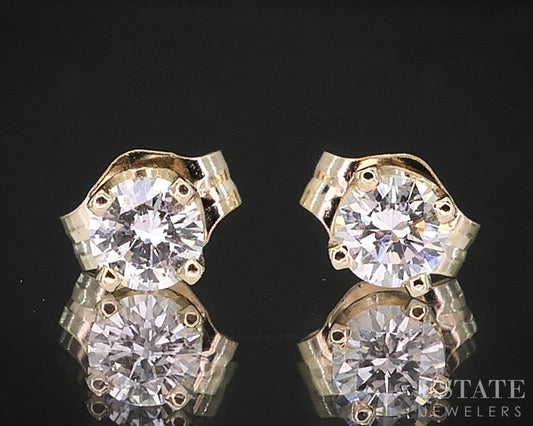 14k Yellow Gold Round Natural .26ctw Diamond Stud Earrings i19505