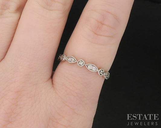 14k White Gold Natural .17ctw Diamond Ladies Wedding Band 2.0g i19551b