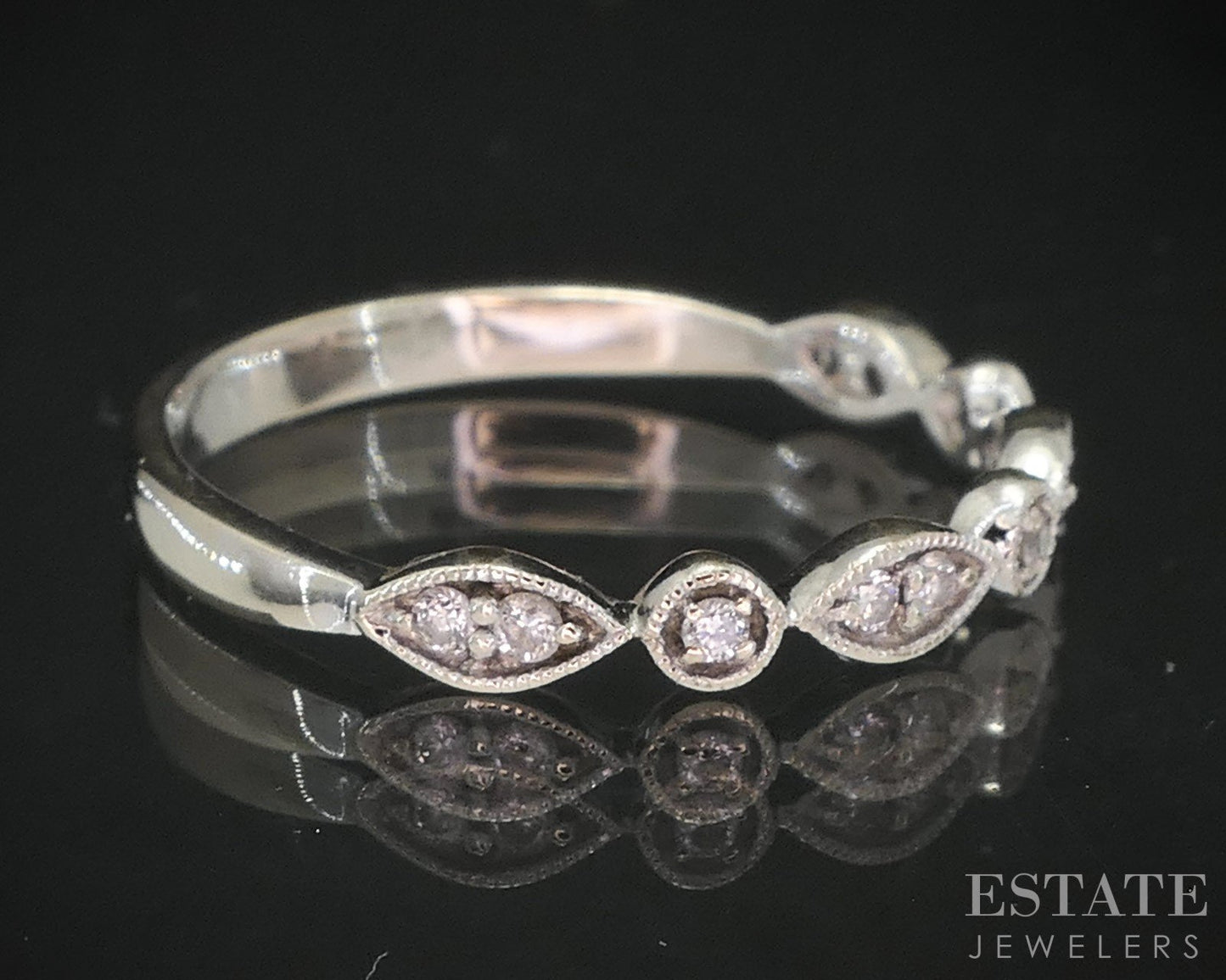 14k White Gold Natural .17ctw Diamond Ladies Wedding Band 2.0g i19551b