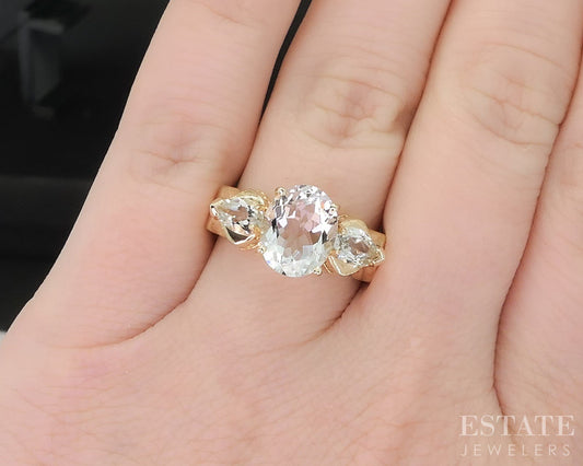 10k Yellow Gold Oval Natural Aquamarine Ladies Ring 4.3g i19549b