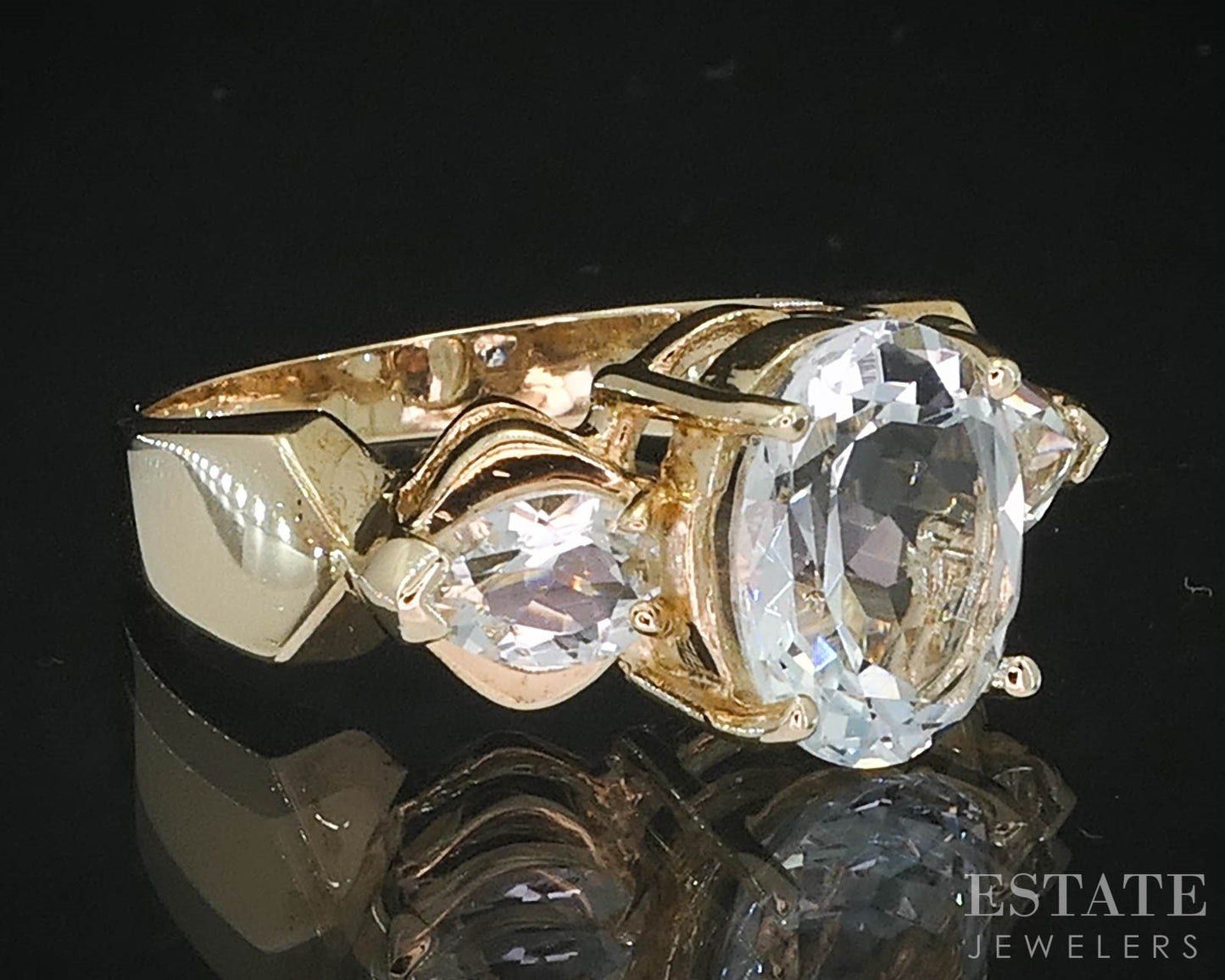 10k Yellow Gold Oval Natural Aquamarine Ladies Ring 4.3g i19549b